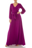 Magenta Wrap Long Sleeves Jersey Wrap Dress 