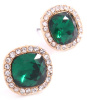 Emerald Crystal Stud Post Round Earrings