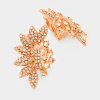 Rose Gold Crystal Leaf Vine Clip Earrings
