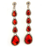 Ruby Red Pave Multi Teardrop Linear Dangle Earrings