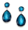 Silver Faceted Blue Stone Double Drop Earrings
