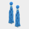 Turquoise Long  Bead Tassel Earrings