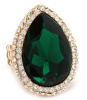 Emerald Pear Shaped Crystal Cocktail Stretch Ring