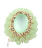 Jade Large Oval  Beaded Stretch Cluster Cocktail Ring