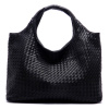 Black Woven Hobo Tote Shoulder Bag