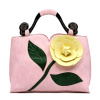Pink 3D Flower Blossom  Wooden Top Handle Bag