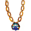 Tortoise Cobalt Teardrop Crystal Link Necklace