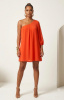 Orange One Sleeve Chiffon Asymmetric Caftan Dress 