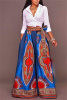 Blue Denim Dashiki African Print Wide Legs Palazzo Pants