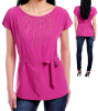 Magenta Embellished Beaded  Belted Blouse