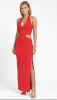 Red Slit Cut Out Halter Neck Jersey Dress
