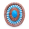 Turquoise Coral Oval Oversized  Tribal Ring