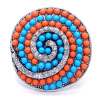 Turquoise Beads Spiral Round Cocktail Ring