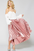 Blush Pink Accordion Pleats Metallic Maxi Skirt