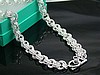 .925 Sterling Silver Hammered Oval Rolo Links Chain Necklace 20 Inches