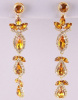 Gold Brown Topaz Austrian Crystal Dangle Drop Earrings 