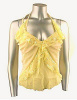 Yellow Ruffle Sequin Halter Neck Tie Top